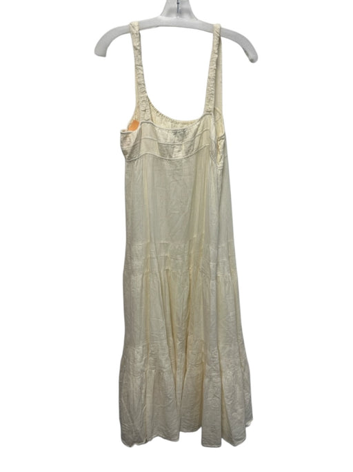 J Crew Size S White Cotton Sleeveless Ribbed Square Neck Midi Dress White / S