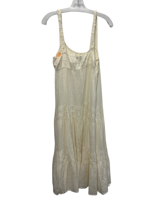 J Crew Size S White Cotton Sleeveless Ribbed Square Neck Midi Dress White / S