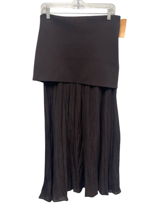 Zara Size M Brown Viscose Blend Ribbed Stretch Maxi Skirt Brown / M