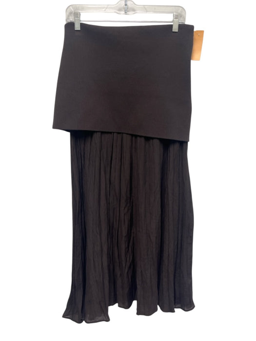 Zara Size M Brown Viscose Blend Ribbed Stretch Maxi Skirt Brown / M
