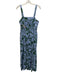 Zara Size S Blue & Green Cotton Sleeveless Floral Midi Smocked Back Skirt Blue & Green / S