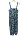 Zara Size S Blue & Green Cotton Sleeveless Floral Midi Smocked Back Skirt Blue & Green / S