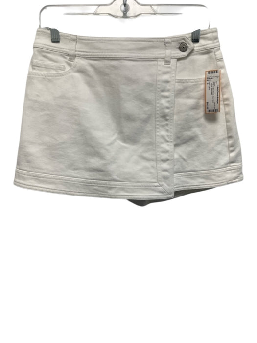 Cinq a Sept Size 6 White Cotton Blend Wrap Skort Pockets Shorts White / 6