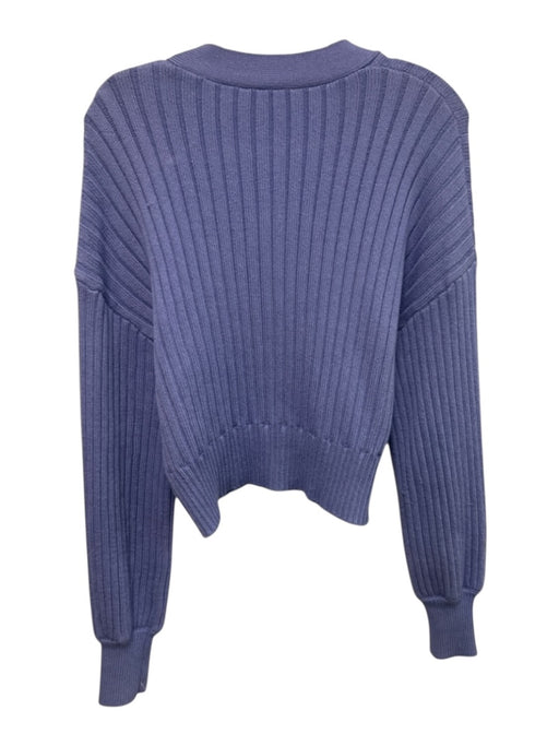 Staud Size XS Purple Viscose & Nylon Long Sleeve Ribbed Cardigan Sweater Purple / XS