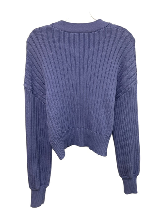 Staud Size XS Purple Viscose & Nylon Long Sleeve Ribbed Cardigan Sweater Purple / XS