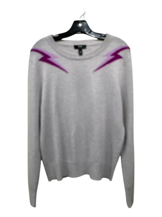 Aqua Size L Gray & Purple Cashmere Lightning Bolt Scoop Neck Sweater Gray & Purple / L