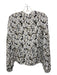 Derek Lam 10 Crosby Size 2 Gray, Cream, Black Silk Long Sleeve Smocked Top Gray, Cream, Black / 2