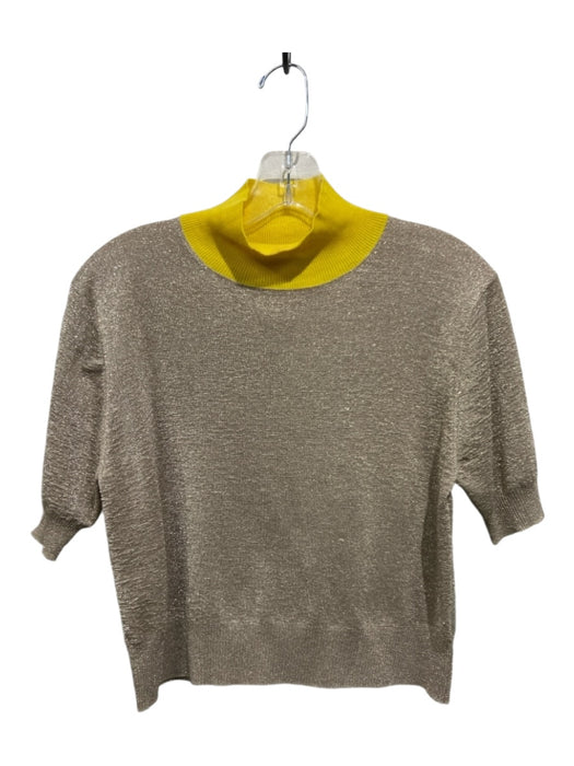 Rachel Comey Size Medium Beige & Yellow Metallic Blend Short Sleeve Top Beige & Yellow / Medium