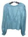 Tibi Size 0 Aqua Blue Cotton Long Balloon Sleeve Round Neck Darted Detail Top Aqua Blue / 0