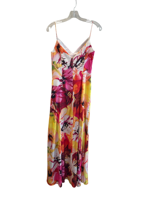 Theia Size 6 Multi Polyester V Neck floral watercolor Back Zip Dress Multi / 6