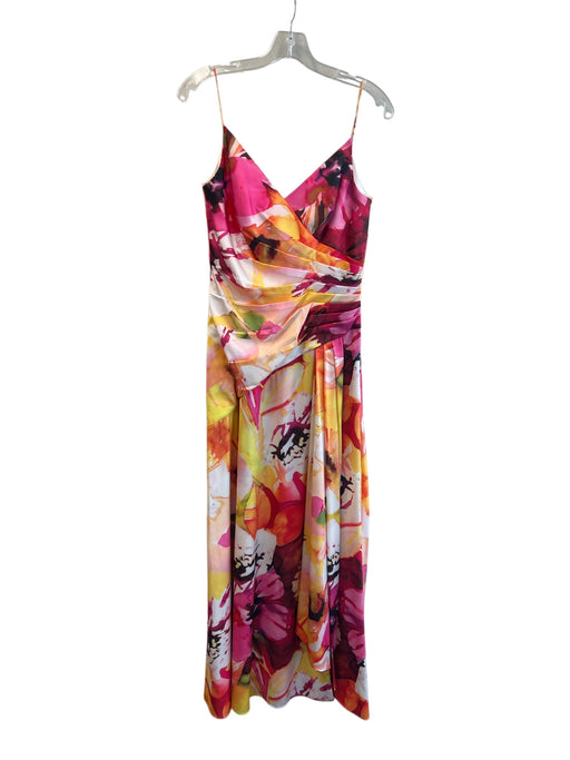 Theia Size 6 Multi Polyester V Neck floral watercolor Back Zip Dress Multi / 6