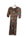 Etro Size 38 Brown & Multi Viscose Floral & Abstract Square Neck Dress Brown & Multi / 38