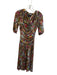 Etro Size 38 Brown & Multi Viscose Floral & Abstract Square Neck Dress Brown & Multi / 38