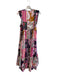 Anthropologie Size 6 Pink & Multi Viscose V Neck Floral Print Tiered Dress Pink & Multi / 6