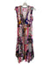 Anthropologie Size 6 Pink & Multi Viscose V Neck Floral Print Tiered Dress Pink & Multi / 6
