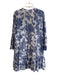 ChokLate Size M Blue Viscose & Silk Long Sleeve Floral V Neck Tiered Dress Blue / M