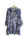 ChokLate Size M Blue Viscose & Silk Long Sleeve Floral V Neck Tiered Dress Blue / M