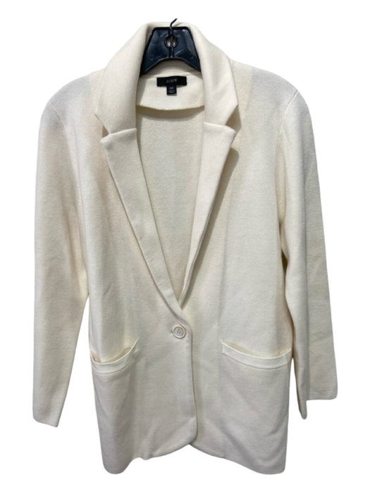 J Crew Size XS Off White Cotton & Polyester Knit One Button 2 Pocket Jacket Off White / XS