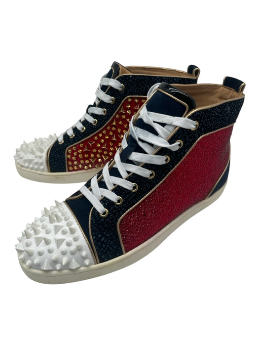 Christian Louboutin Shoe Size 46 Box & Bag Inc. Red & Navy Rhinestone Sneakers 46