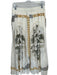 Louis Feraud Size 10 Cream & Green Silk Chain Print Button Down Slit Fold Skirt Cream & Green / 10