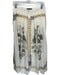 Louis Feraud Size 10 Cream & Green Silk Chain Print Button Down Slit Fold Skirt Cream & Green / 10