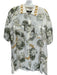 Louis Feraud Size 12 Cream & Green Silk Chain Print Lily pad Collar Top Cream & Green / 12