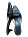 Tod's Shoe Size 8.5 Black & Silver Leather Kitten Heel Stitching Detail Mules Black & Silver / 8.5