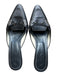 Tod's Shoe Size 8.5 Black & Silver Leather Kitten Heel Stitching Detail Mules Black & Silver / 8.5