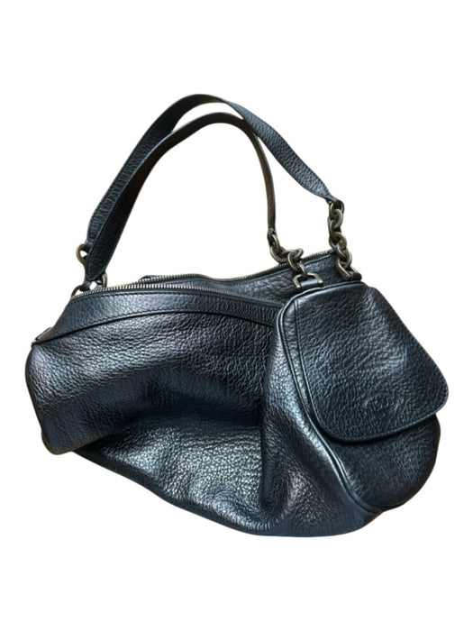 Tod's Black Leather Pebbled Zip Close Top Handles Rectangle Bag Black / M
