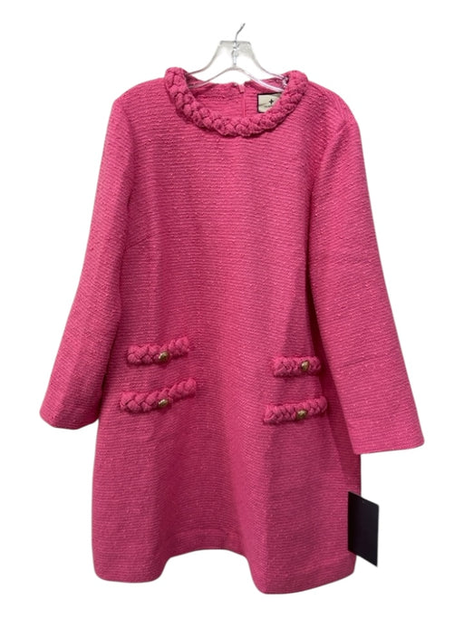 Tuckernuck Size XXL Pink Polyester Tweed Long Sleeve Braid Detail Back Zip Dress Pink / XXL