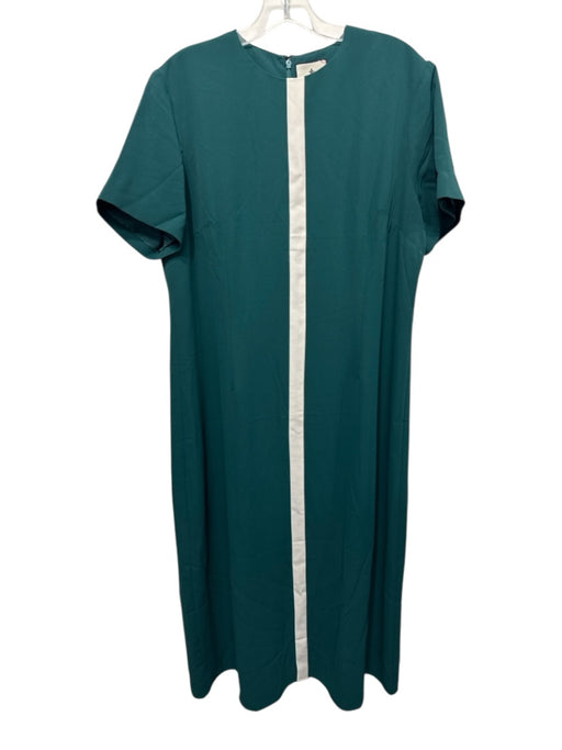 Tuckernuck Size XXL Green & White Polyester Short Sleeve Contrast Stripe Dress Green & White / XXL