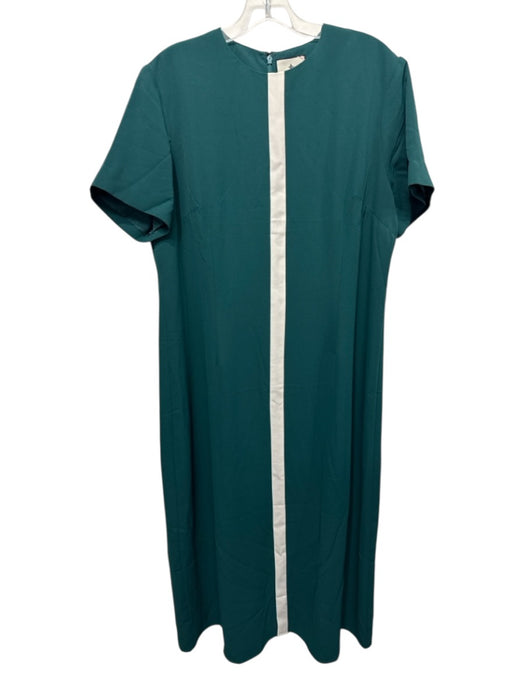 Tuckernuck Size XXL Green & White Polyester Short Sleeve Contrast Stripe Dress Green & White / XXL