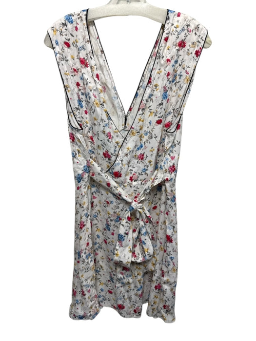 Doen Size XXL White & Multi Viscose Sleeveless Floral Contrast Trim Dress White & Multi / XXL