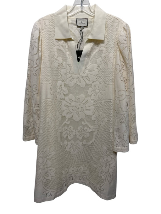 Tuckernuck Size XXL Cream White Cotton & Polyester Lace Overlay Collar Dress Cream White / XXL