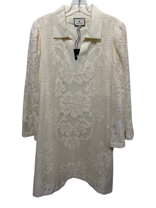 Tuckernuck Size XXL Cream White Cotton & Polyester Lace Overlay Collar Dress Cream White / XXL