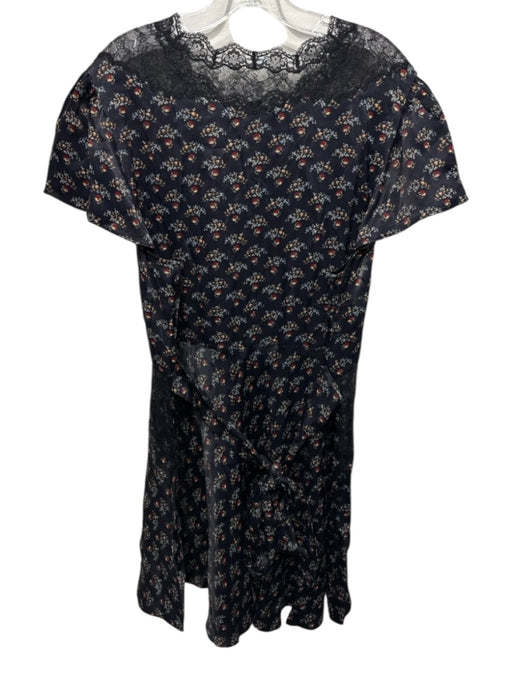 Doen Size XXL Navy Blue, Red & Multi Viscose Floral Short Sleeve Dress Navy Blue, Red & Multi / XXL