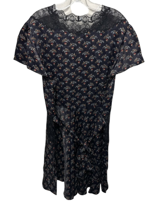 Doen Size XXL Navy Blue, Red & Multi Viscose Floral Short Sleeve Dress Navy Blue, Red & Multi / XXL