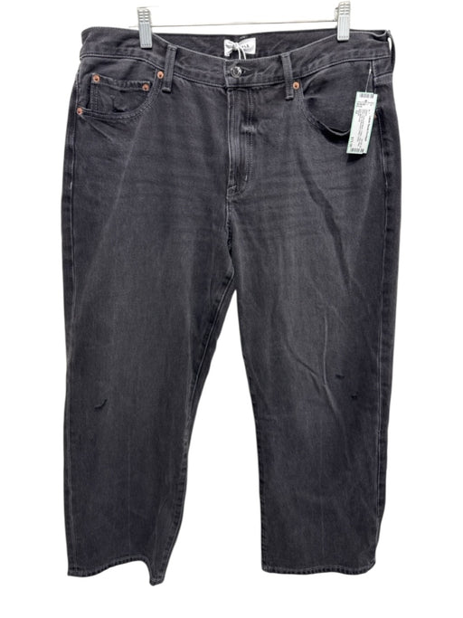 Pistola Size 32 Charcoal Black Cotton High Rise Wide Leg Distressed Detail Jeans Charcoal Black / 32