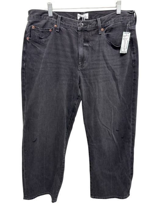 Pistola Size 32 Charcoal Black Cotton High Rise Wide Leg Distressed Detail Jeans Charcoal Black / 32