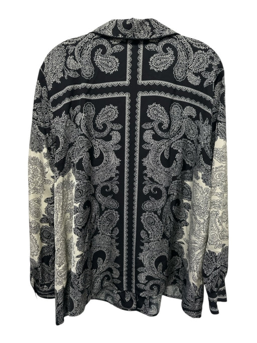 J. Crew Size XL Black & Cream White Viscose Long Sleeve Bandana Paisley Skirt Black & Cream White / XL