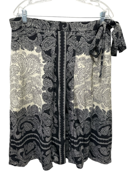 J. Crew Size XL Black & Cream White Viscose Long Sleeve Bandana Paisley Skirt Black & Cream White / XL