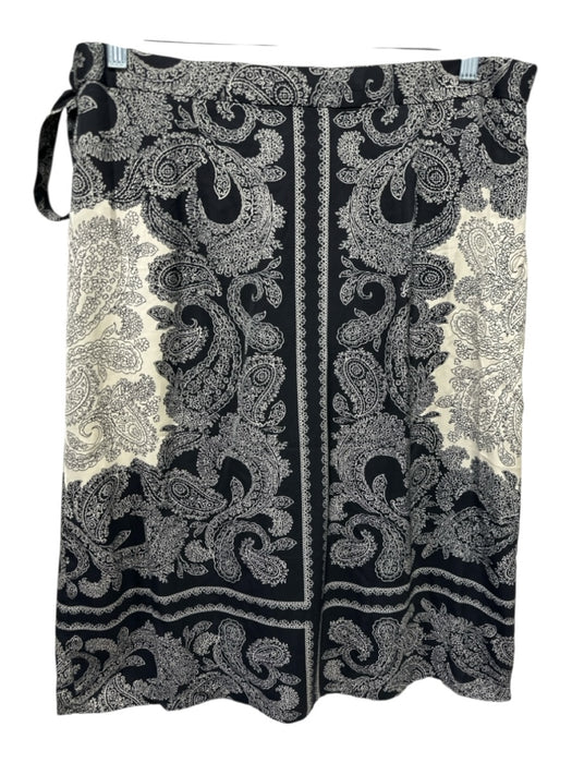 J. Crew Size XL Black & Cream White Viscose Long Sleeve Bandana Paisley Skirt Black & Cream White / XL