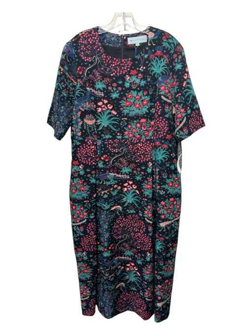 Tuckernuck Size XXL Black Red & Green Print Polyester Floral Pleated Dress Black Red & Green Print / XXL