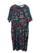 Tuckernuck Size XXL Black Red & Green Print Polyester Floral Pleated Dress Black Red & Green Print / XXL