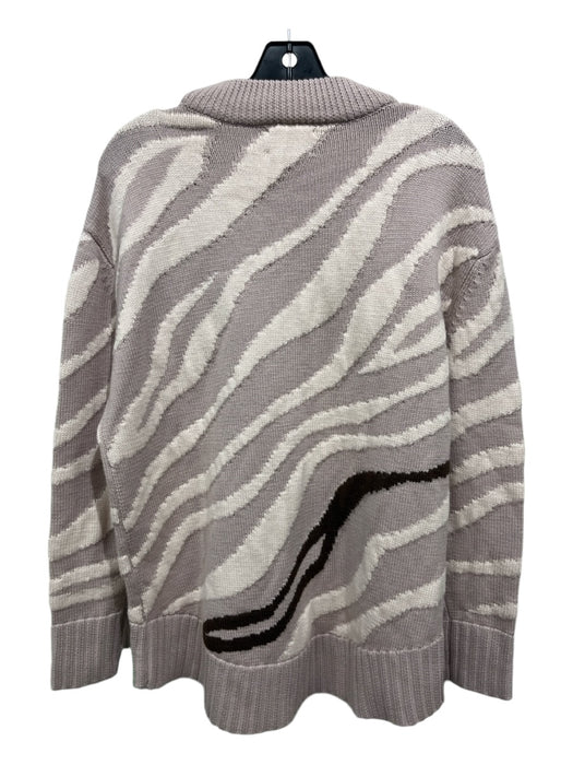 Tuckernuck Size S Purple Print Wool Zebra Stripe Crew Neck Long Sleeve Sweater Purple Print / S