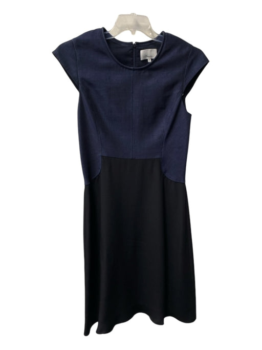 3.1 Phillip Lim Size 8 Navy & Black No Fabric Tag Color Block Cap Sleeve Dress Navy & Black / 8