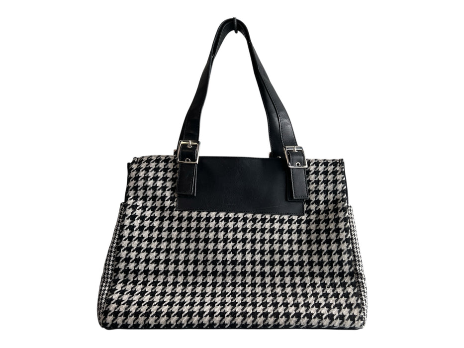Lauren Ralph Lauren Black & White No Fabric Tag Herringbone Shoulder Bag Bag Black & White / Medium