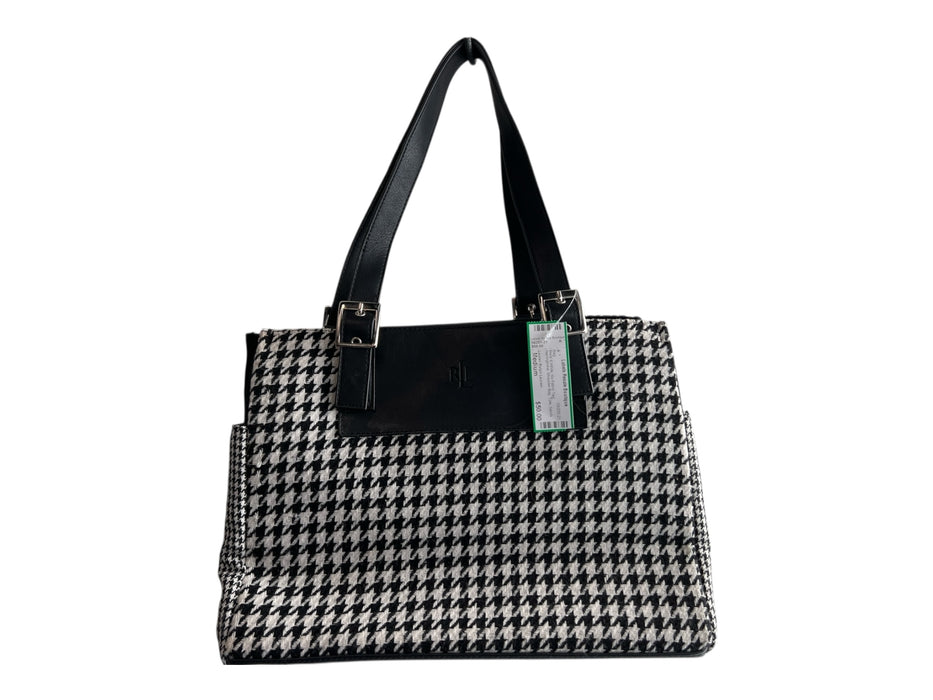 Lauren Ralph Lauren Black & White No Fabric Tag Herringbone Shoulder Bag Bag Black & White / Medium