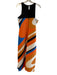 Milly Size 8 Black, Orange & Blue Polyester Blend Round Neck Sleeveless Dress Black, Orange & Blue / 8