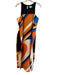 Milly Size 8 Black, Orange & Blue Polyester Blend Round Neck Sleeveless Dress Black, Orange & Blue / 8